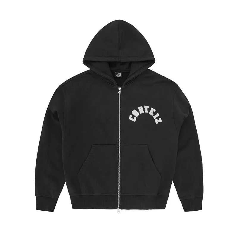 Letter patch embroidered hooded sweatshirt set